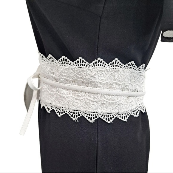 Corset White Wide waist Lace Faux Leather belt Obi Wrap Boho wedding sash - Picture 9 of 11